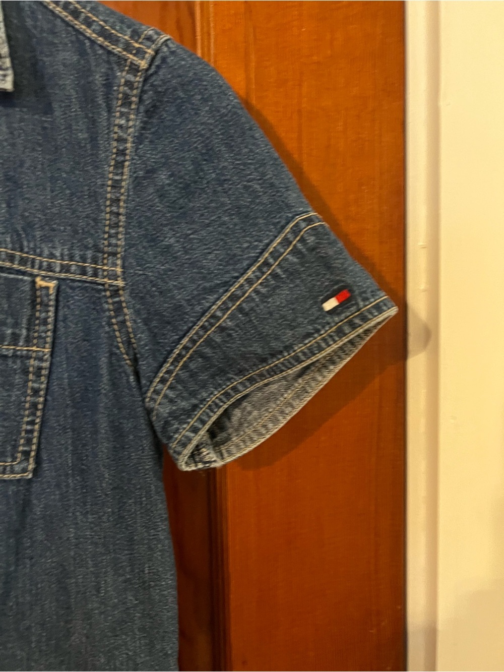 Vintage Tommy Hilfiger Y2K Denim Button Front Shirt Dress Size 2 - Picture 5 of 11